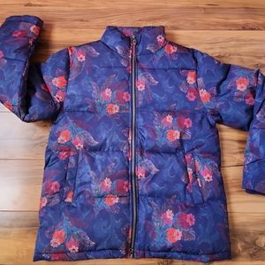 Sundance Kimmy blue floral puffer jacket Medium
